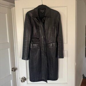 90's Emanuel Ungaro Black Leather Coat Size 6/40